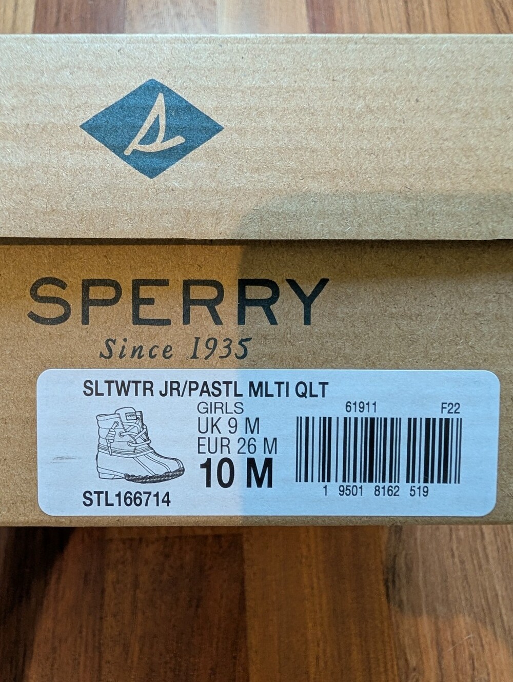Sperry Kids Rain Boots Pink Blue Colorblock Waterproof Size 10 New In Box - Picture 8 of 9
